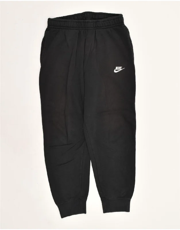 NIKE Womens Tracksuit Trousers Joggers UK 12 Medium Black Cotton