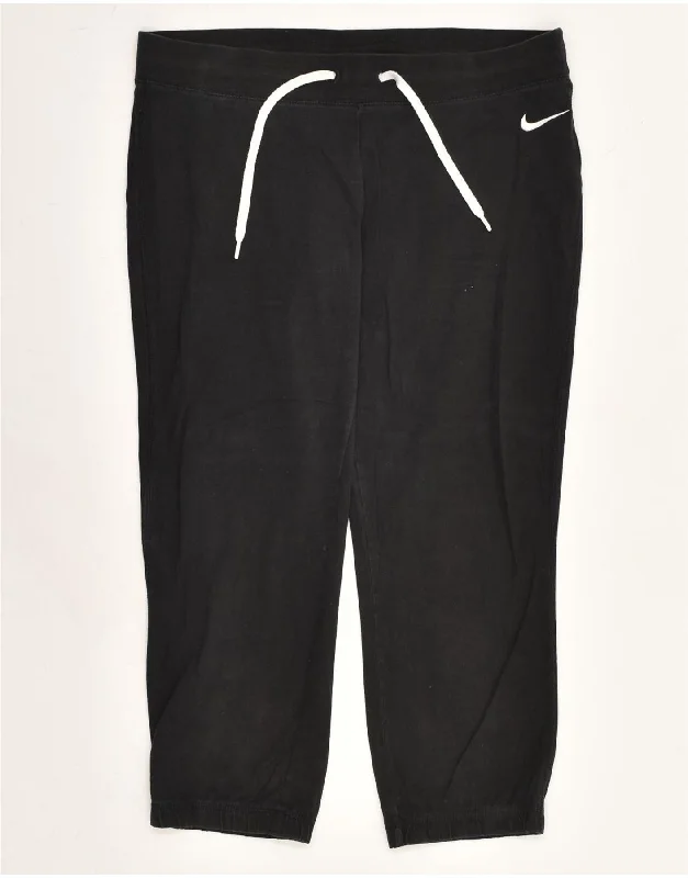 NIKE Womens Tracksuit Trousers Joggers UK 14 Large Black Cotton