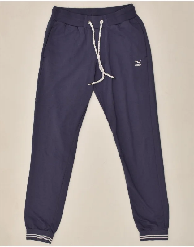 PUMA Womens Tracksuit Trousers Joggers UK 10 Small Blue Cotton