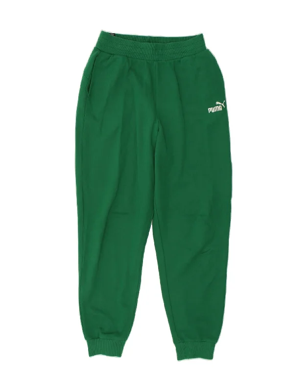 PUMA Womens Tracksuit Trousers Joggers UK 10 Small Green Cotton