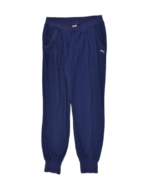 PUMA Womens Tracksuit Trousers Joggers UK 12 Medium Navy Blue Polyester