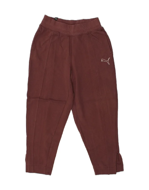 PUMA Womens Tracksuit Trousers UK 6 XS Maroon Cotton