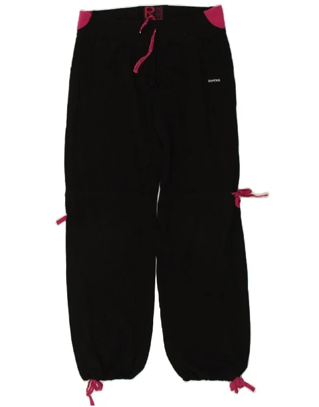 REEBOK Womens Tracksuit Trousers UK 14 Large Black Cotton