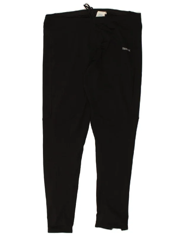 REEBOK Womens Tracksuit Trousers UK 14 Large Black Polyester