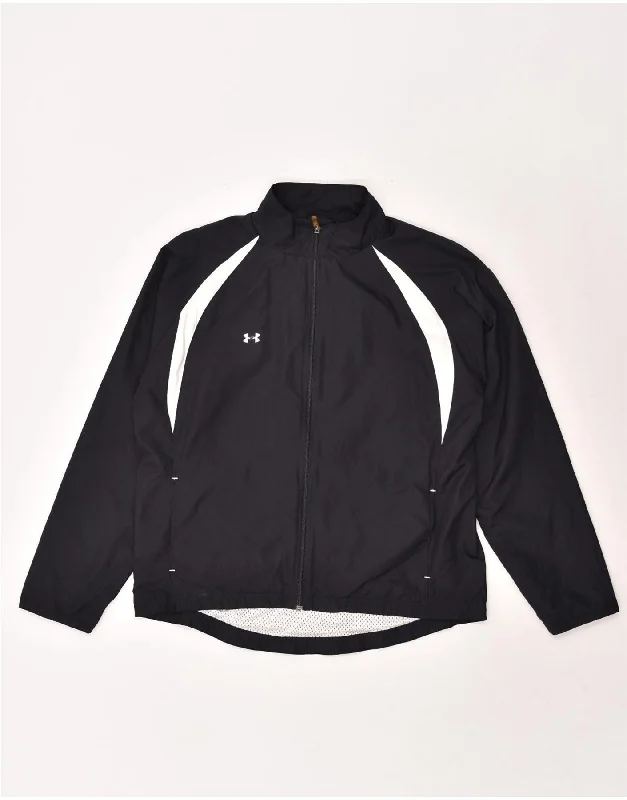 UNDER ARMOUR Womens Tracksuit Top Jacket UK 16 Large Black Polyester