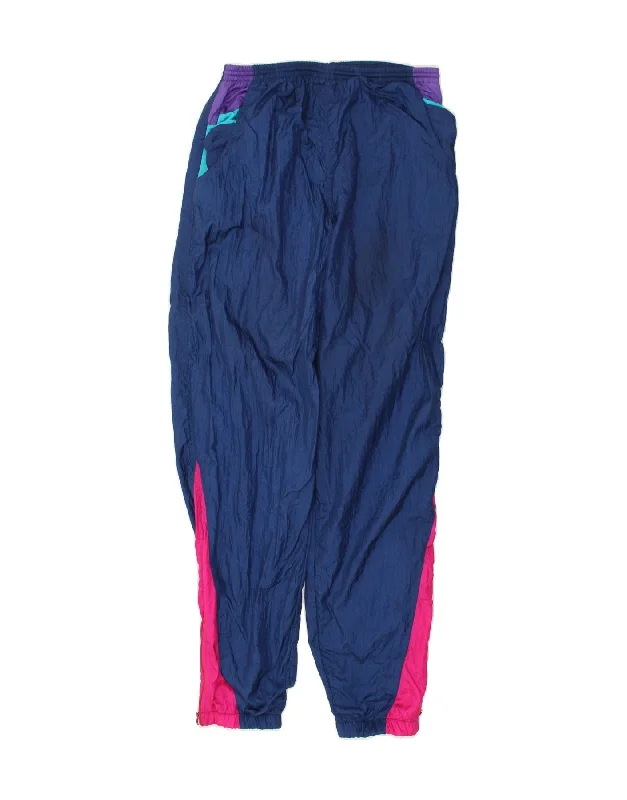 VINTAGE Womens Tracksuit Trousers 2XL Blue Colourblock Nylon