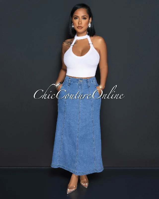 Fania Medium Denim ""A"" Maxi Skirt