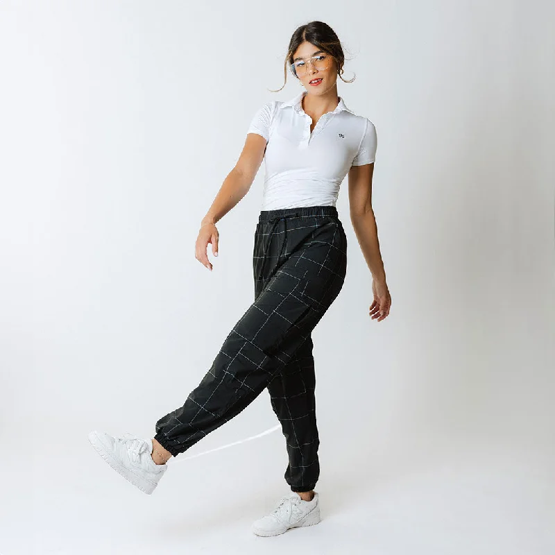 Jetsetter Cargo Joggers, Black Windowpane