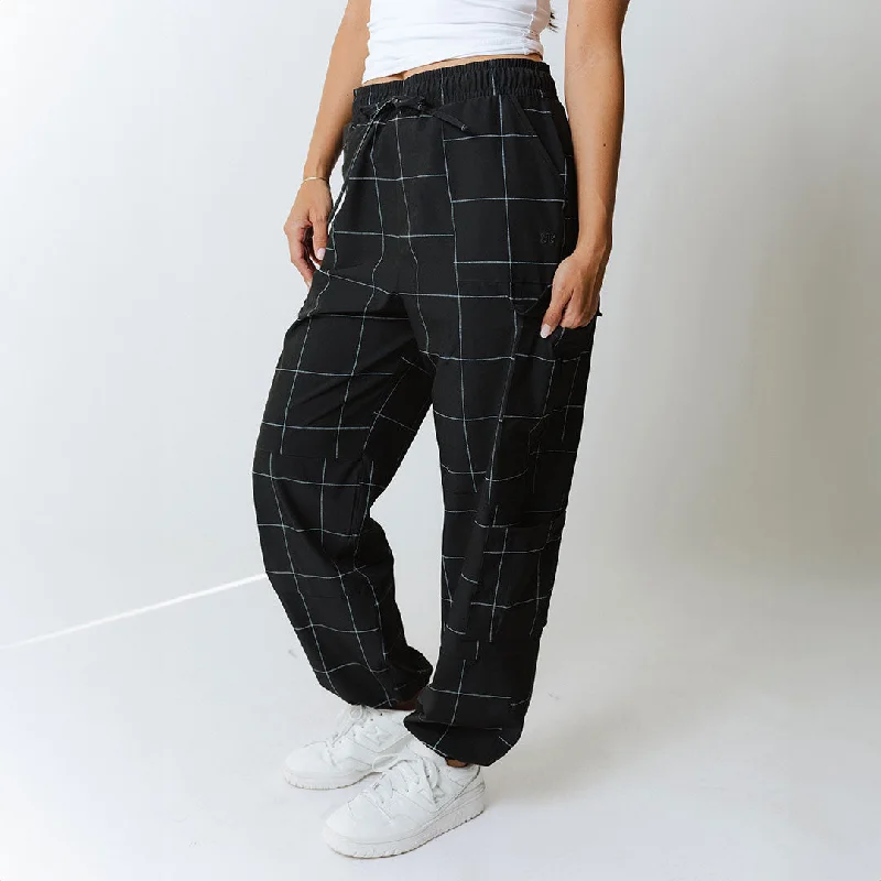 Jetsetter Cargo Joggers, Black Windowpane