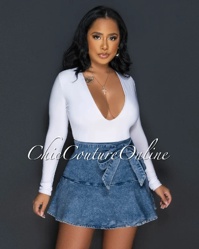 Jude Acid Wash Ruffle Denim Skirt