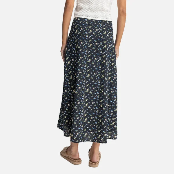 Rhythm Fleur Floral Button Front Maxi Skirt - Black