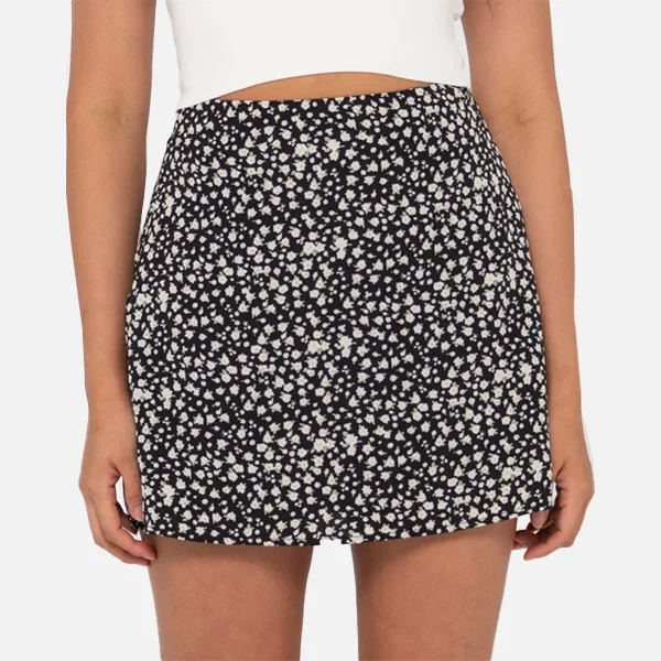 Rusty Balnear Floral Mini Skirt - Black