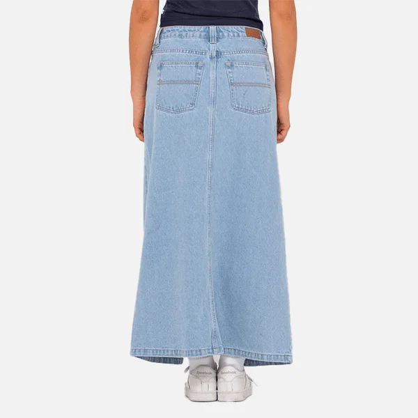 Rusty Celeste Low Rise Denim Maxi Skirt - Sky Blue Heather