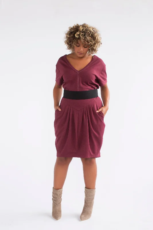 See Rose Go Pleated Skirt - Burgundy