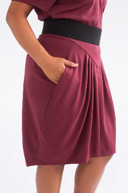 See Rose Go Pleated Skirt - Burgundy