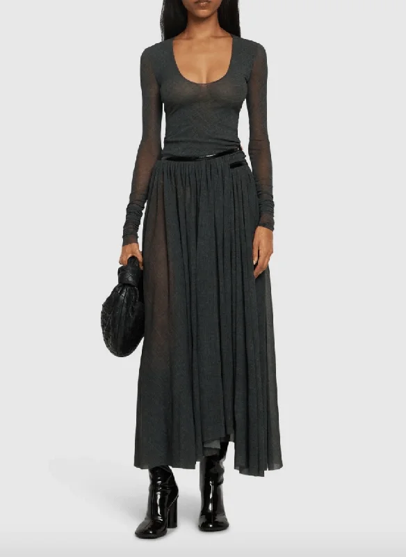 Stretch tulle long skirt