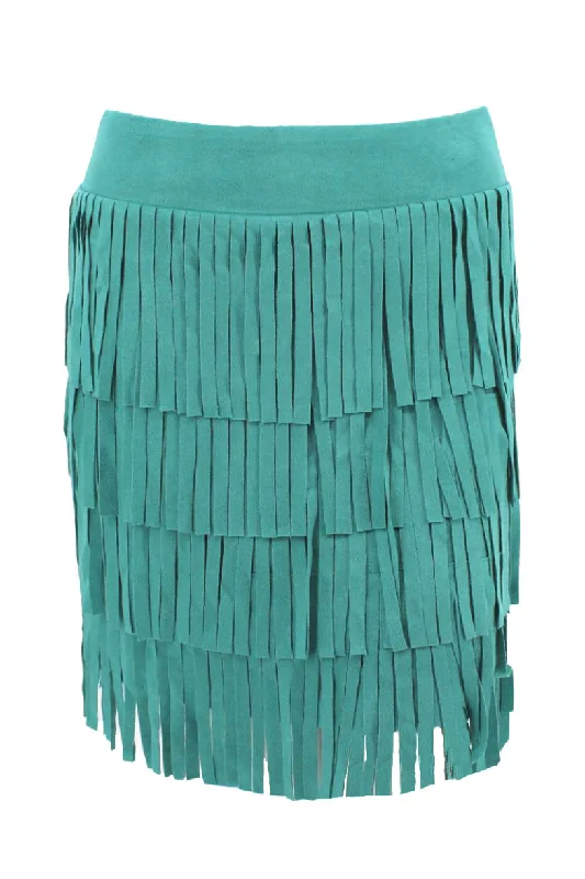 Way Aqua Short Fringe Skirt