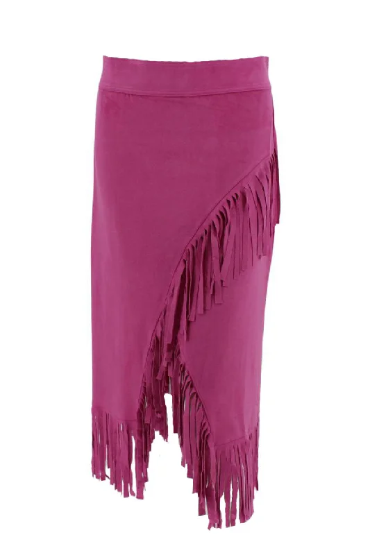 Way Magenta Long Fringe Skirt