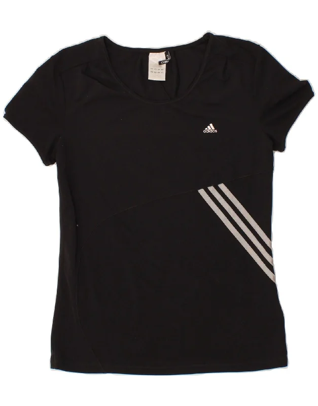 ADIDAS Womens Climalite Graphic T-Shirt Top UK 16 Large Black Polyester