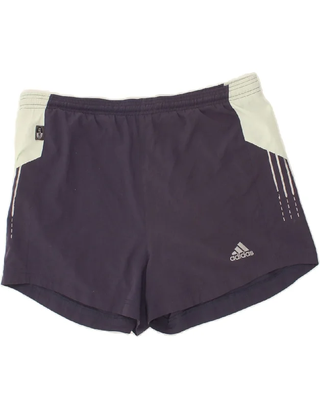 ADIDAS Womens Climalite Sport Shorts UK 14 Large Navy Blue Colourblock