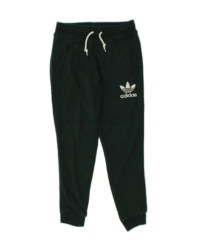 ADIDAS Womens Tracksuit Trousers Joggers UK 14 Medium Green Cotton