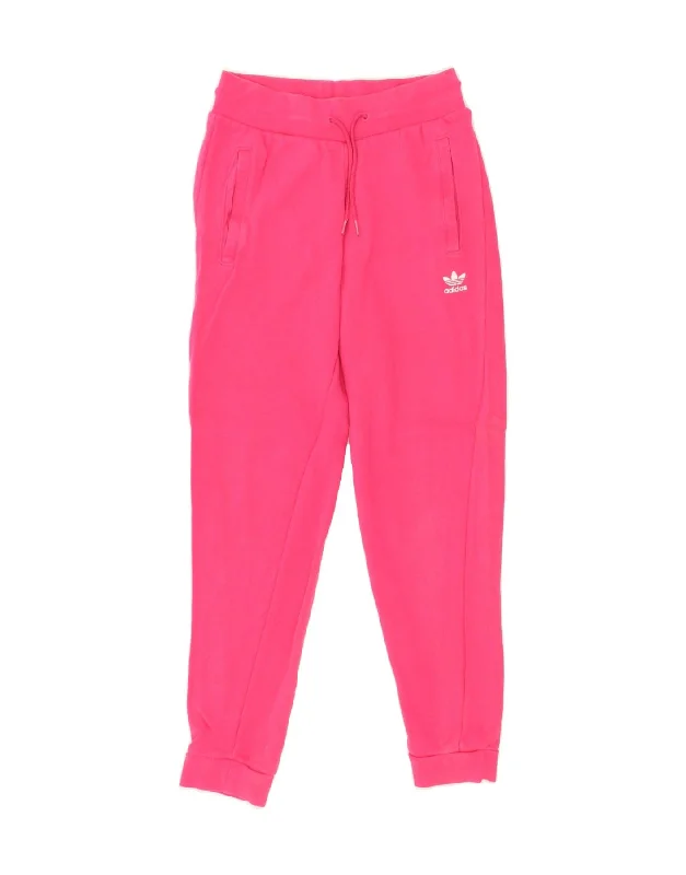 ADIDAS Womens Tracksuit Trousers Joggers UK 8 Small  Pink Cotton