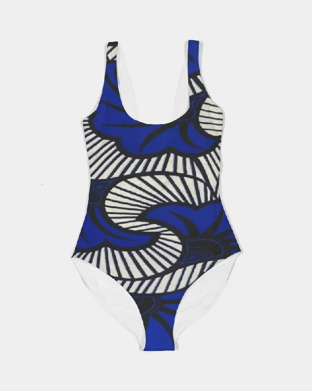 AKH African Fleurs Bleues Women's One-Piece Swimsuit