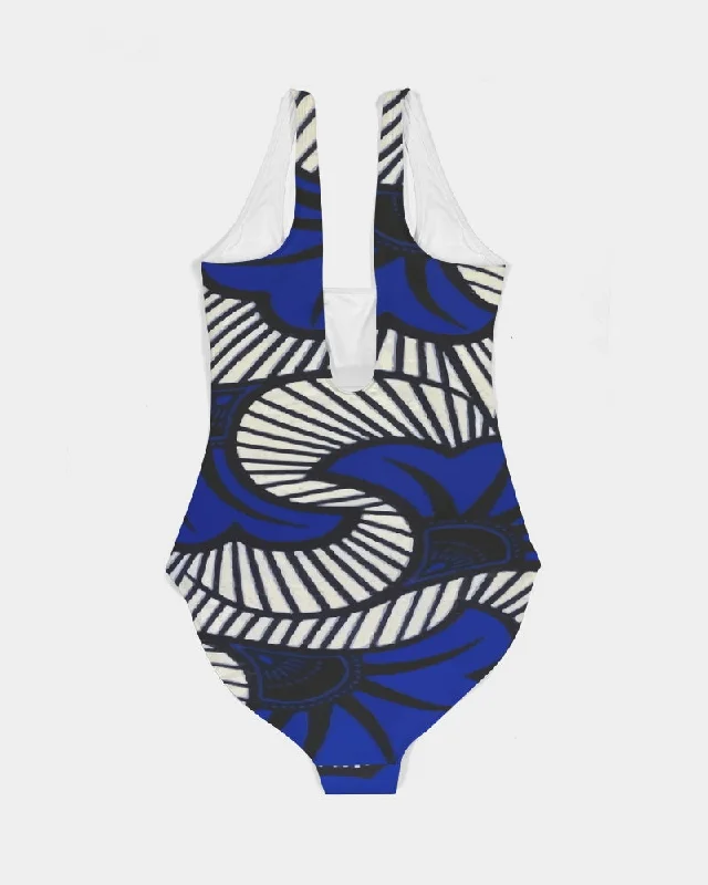 AKH African Fleurs Bleues Women's One-Piece Swimsuit