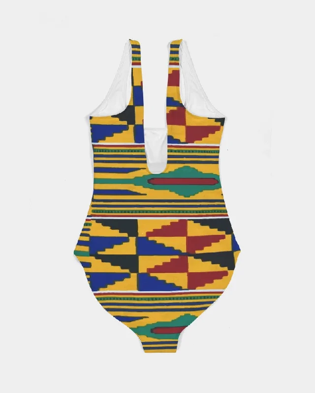 AKH African Kente Cloth Women's One-Piece Swimsuit