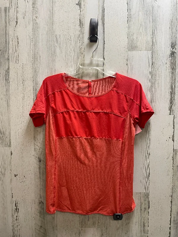 Athletic Top Short Sleeve By Lululemon In Orange, Size: M