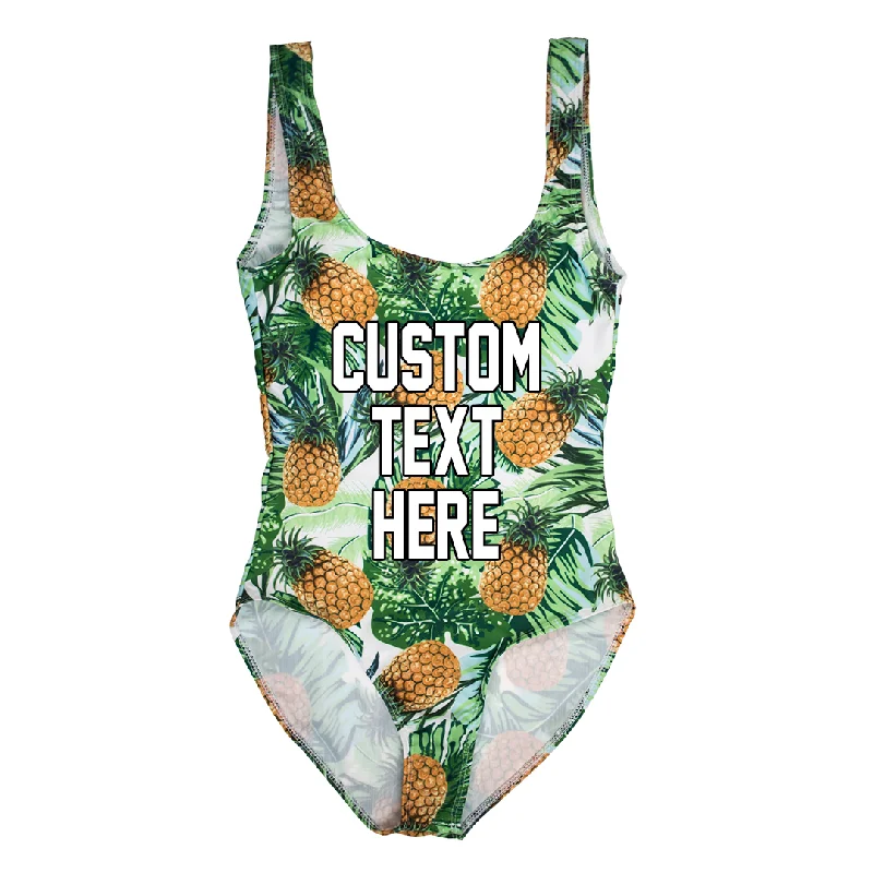 Custom Text Pineapple One Piece Swimsuit