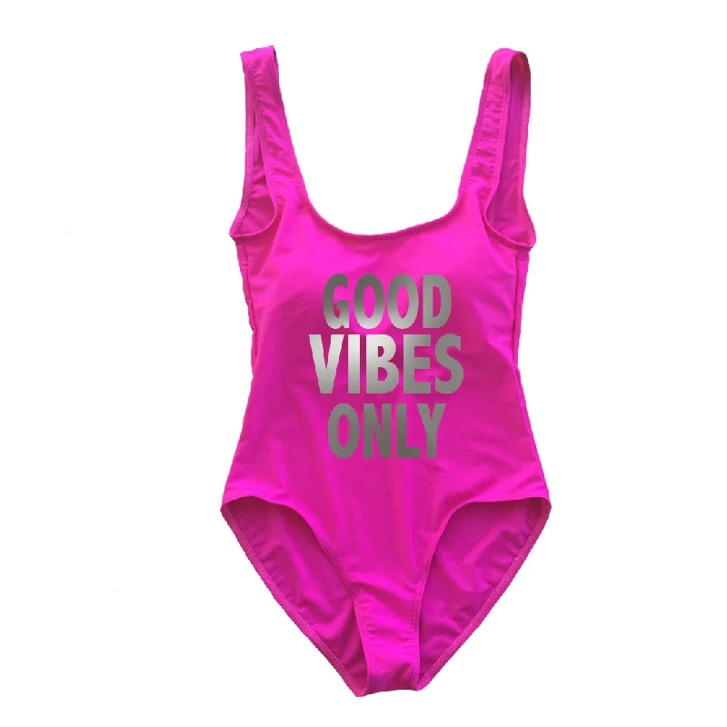 Hot Pink Good Vibes ONLY One Piece Swimsuit