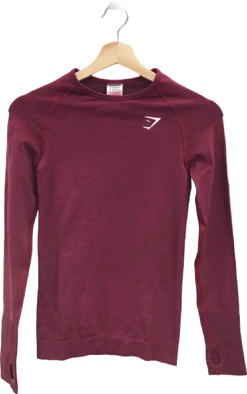 Gymshark Red Long Sleeve Seamless Top UK S