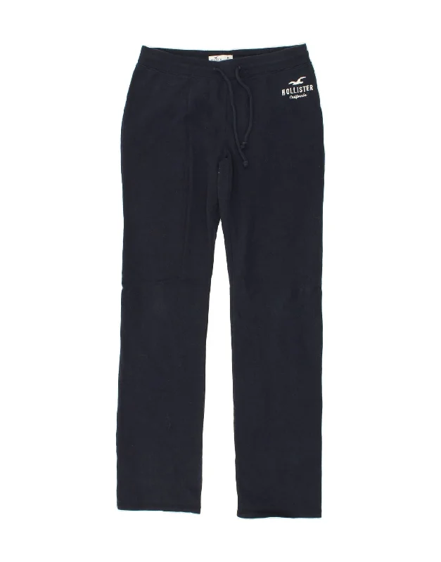 HOLLISTER Womens Tracksuit Trousers UK 12 Medium Navy Blue Cotton