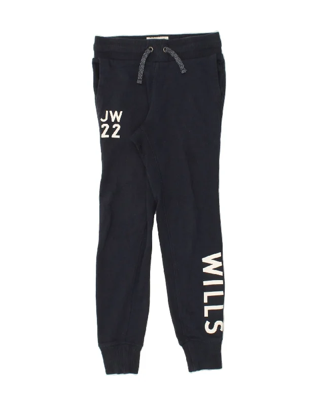 JACK WILLS Womens Graphic Tracksuit Trousers Joggers UK 6 XS Navy Blue