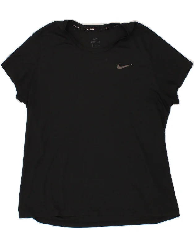 NIKE Womens Dri Fit T-Shirt Top UK 18 XL Black Polyester