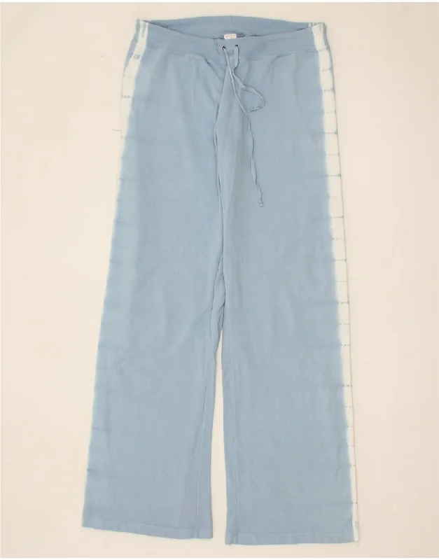 PRANA Womens Wide Leg Tracksuit Trousers UK 14 Large Blue Cotton