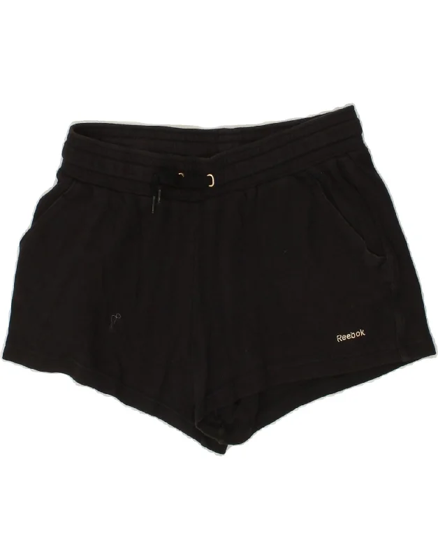 REEBOK Womens Sport Shorts UK 14 Medium Black Cotton