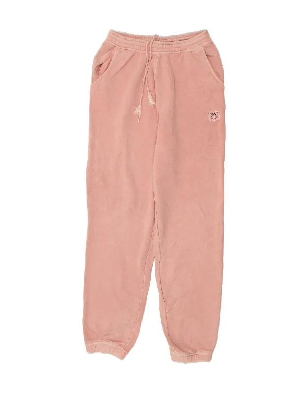 REEBOK Womens Tracksuit Trousers Joggers UK 10 Small Pink Cotton