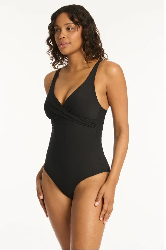 SEA LEVEL SPINNAKER CROSS FRONT MULTIFIT ONE PIECE - BLACK