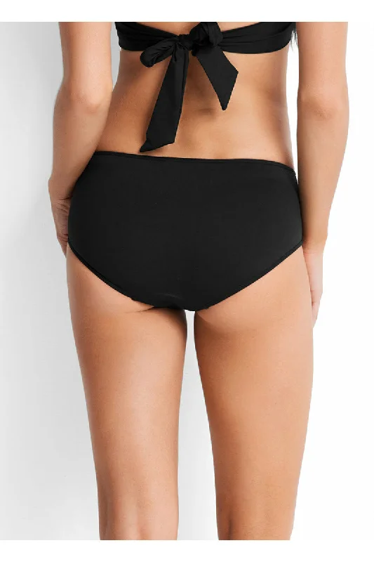 SEAFOLLY  ESSENTIALS GATHERED FRONT RETRO PANT - BLACK