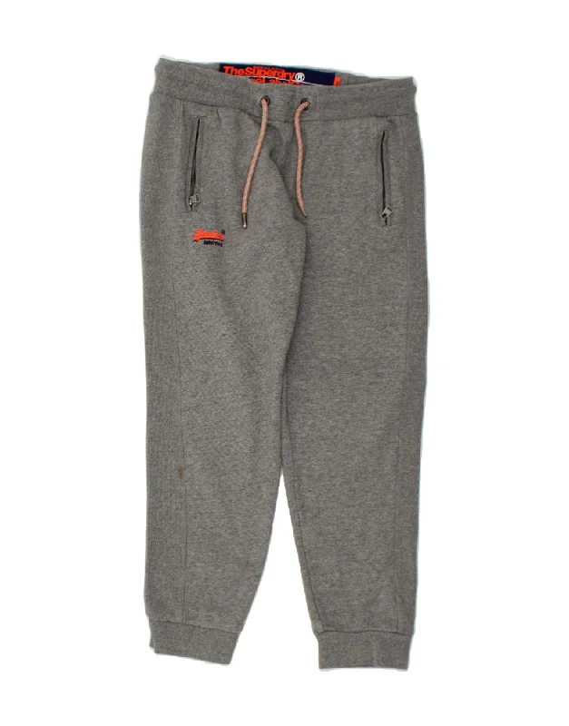 SUPERDRY Womens Slim Fit Tracksuit Trousers Joggers UK 16 Large Grey