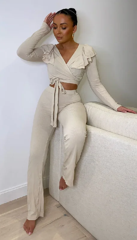 Tied Front Flared Two Piece Set