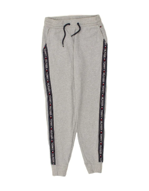 TOMMY HILFIGER Womens Graphic Tracksuit Trousers Joggers UK 10 Small Grey