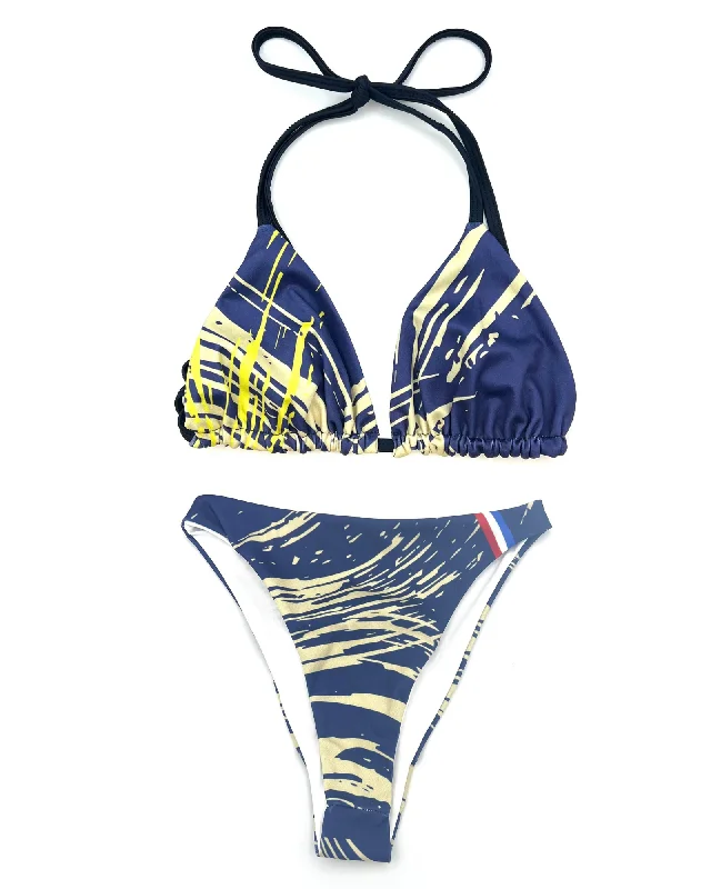 Blue And Yellow Cheeky Bikini Set - Small, Medium and Large