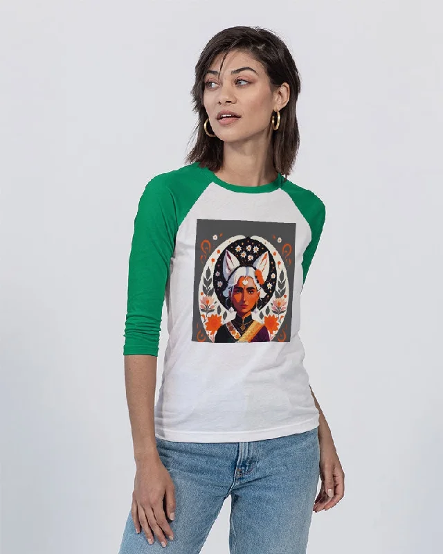 Indian Silver fox Unisex Three-Quarter Sleeve Baseball Tee | Bella + Canvas