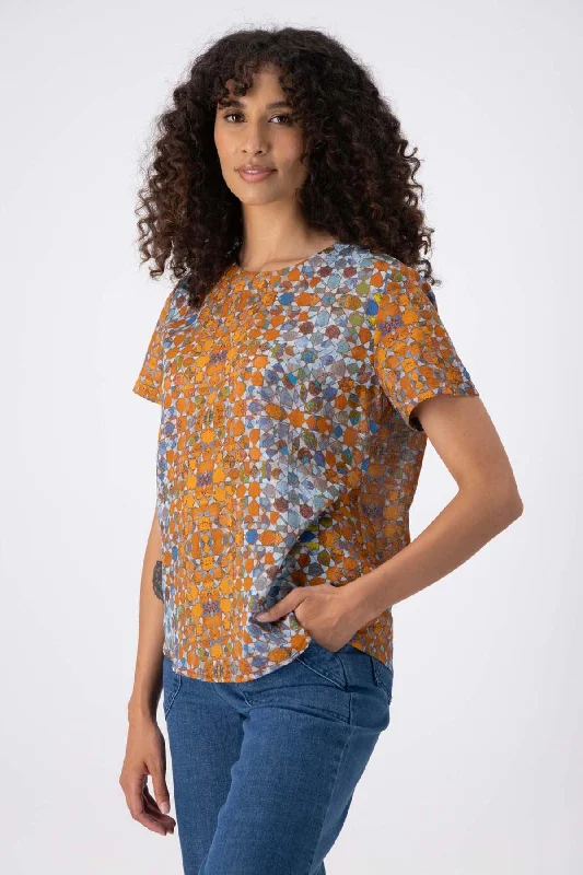 Kaleidoscope Top Orange in Seersucker