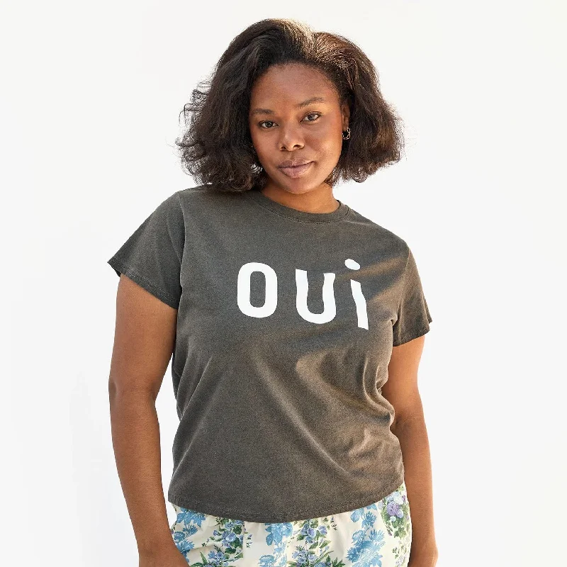 ""Oui"" Classic Tee (Faded Black)