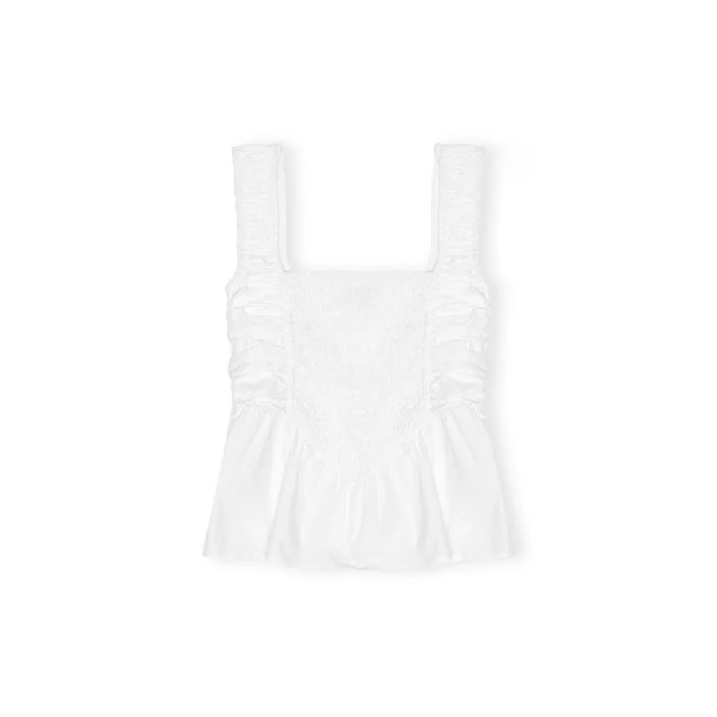 Poplin Smock Strap Top (Bright White)