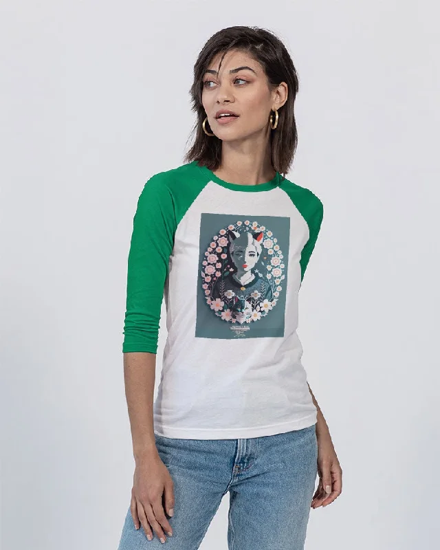 Silverfox flower Unisex Three-Quarter Sleeve Baseball Tee | Bella + Canvas